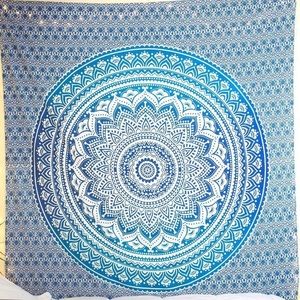 Mandala Wall Tapestry in Navy, Purple, & Teal
